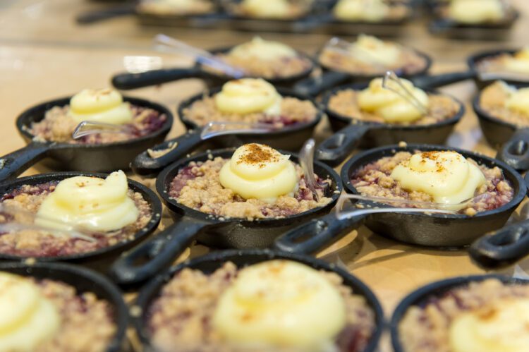 Mini berry pies in cast iron skillets